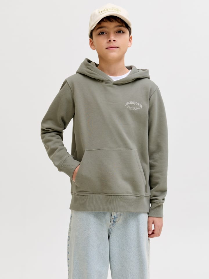 JACK & JONES Junior Худи JJEBRANDES BACKP RELAXED SWEAT в цвете ветивер — фото 3