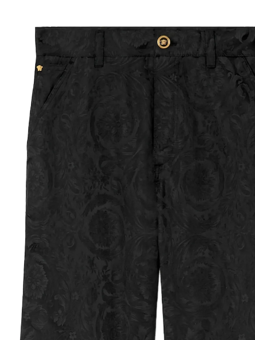 Брюки из жаккарда с цветочным узором Versace, черный — фото 2