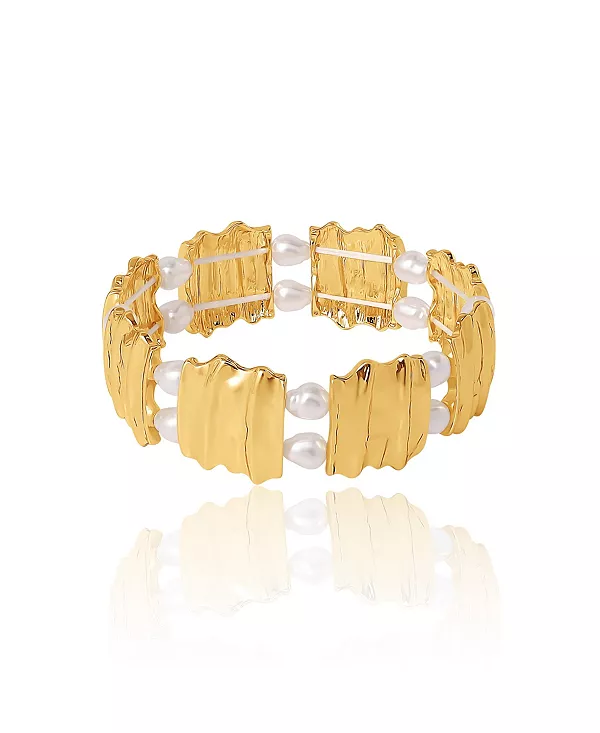 

Скульптурный эластичный браслет золотистого оттенка Bcbg, gold/white