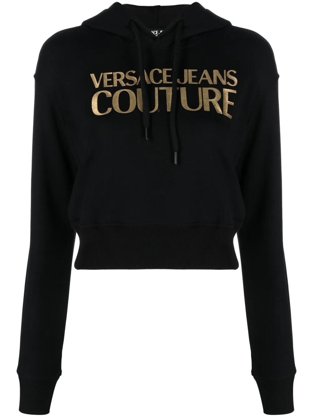 

Укороченное худи с логотипом Versace Jeans Couture, черный