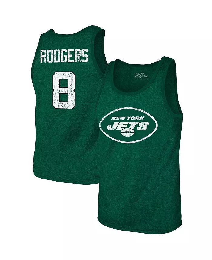 

Мужская тема Аарон Роджерс Зеленый New York Jets Имя игрока и номер Трехкомпонентная майка Majestic