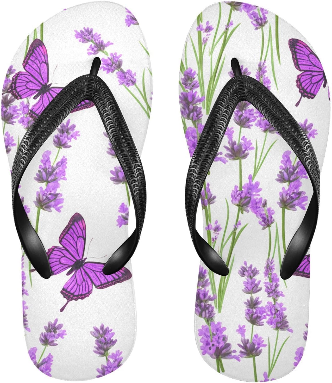 

Женские и мужские пляжные шлепанцы с цветами лаванды и бабочками, белые резиновые тапочки с противоскользящей подошвой для душа, летние сандалии Sinestour