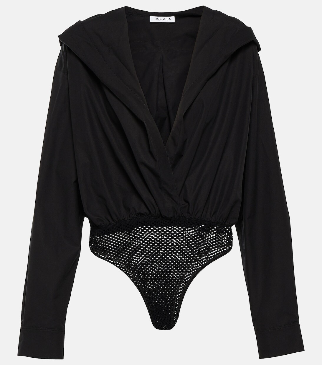 

Хлопковое боди с капюшоном ALAÏA, черный