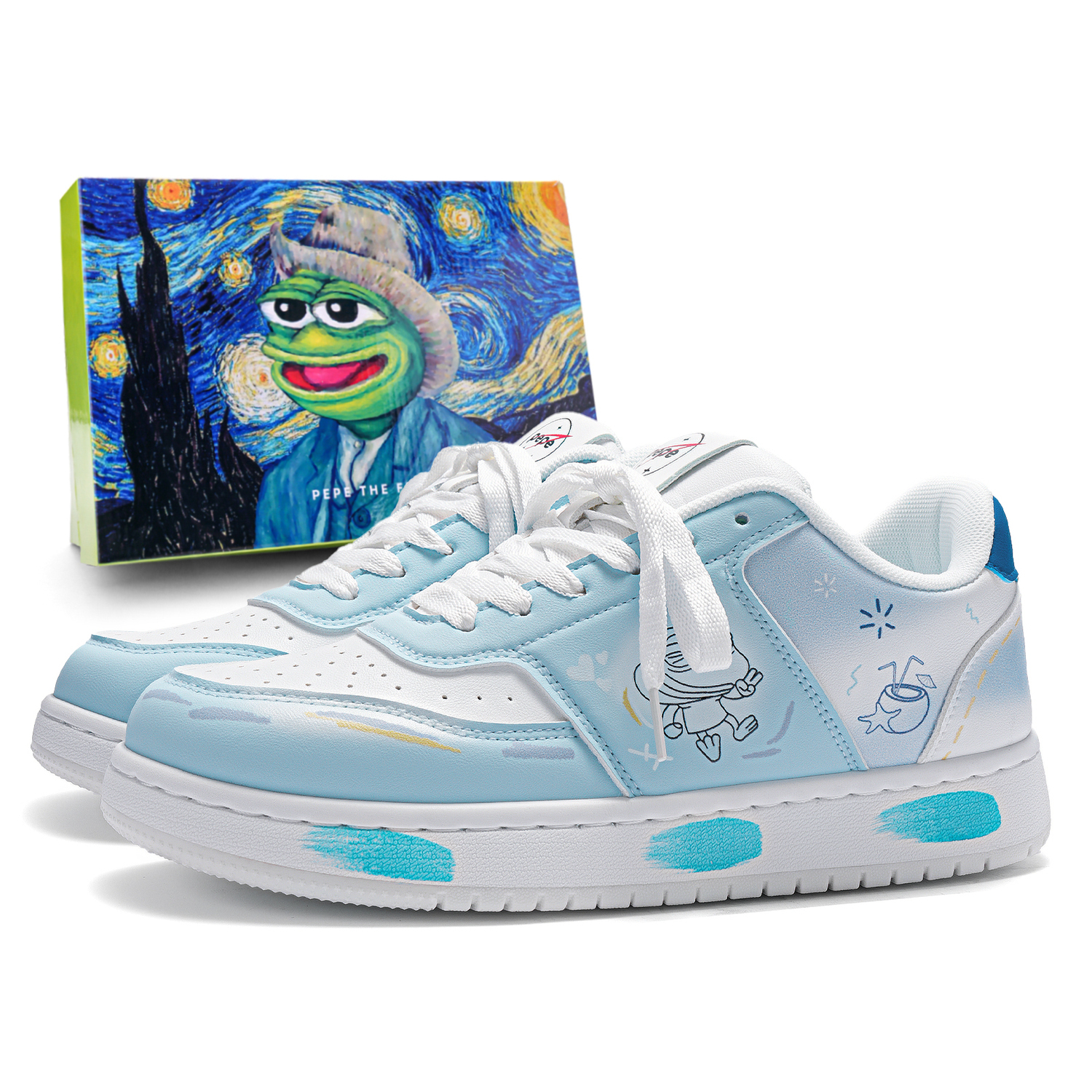 

Pepe The Frog Низкие скейтерские кроссовки унисекс синие, цвет Blue