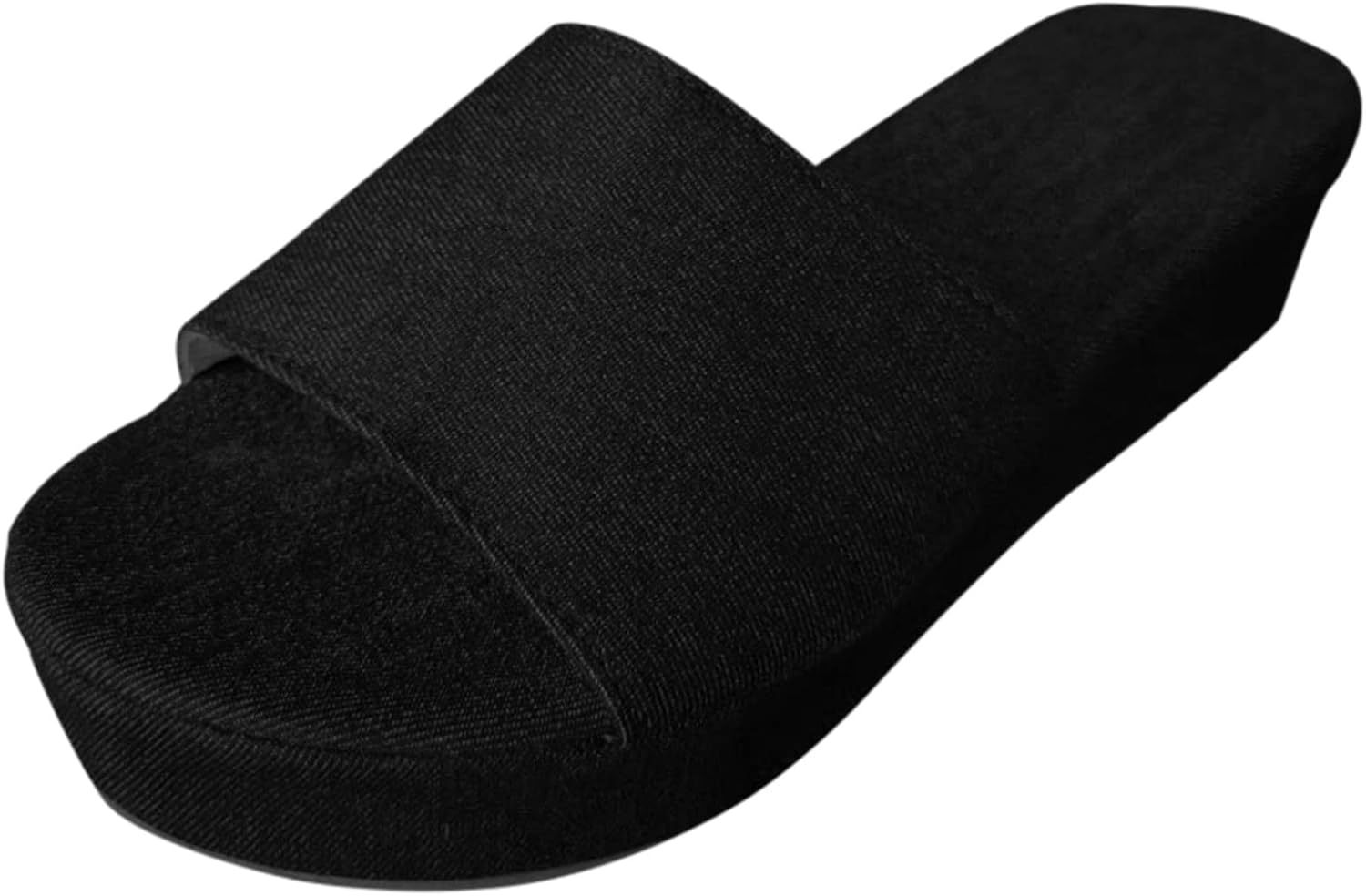 

Летние шелковые тапочки с широкой подошвой, круглым носком Csgrfagr, черный