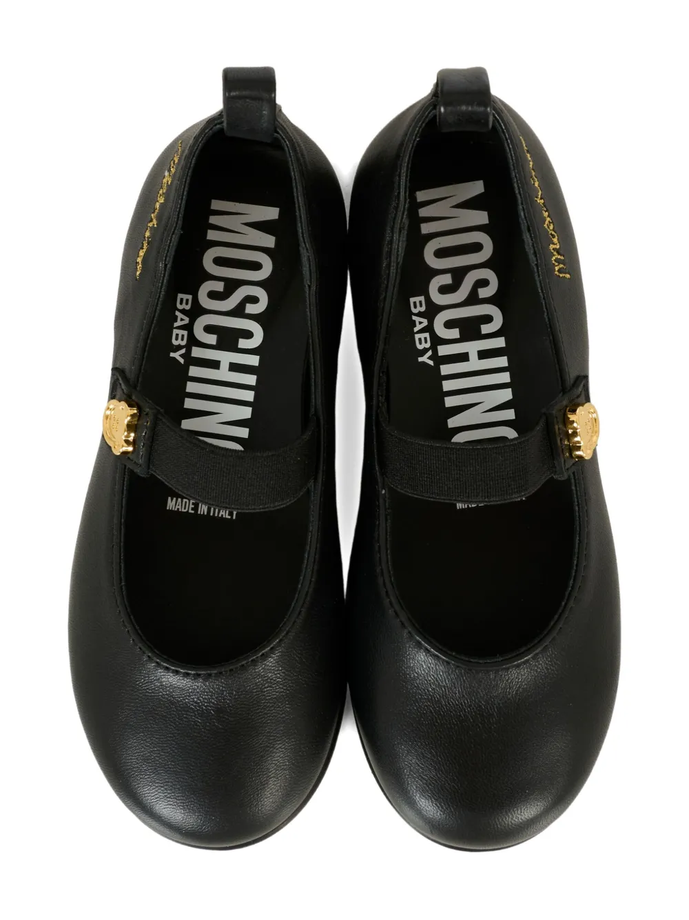 Балетки с вышитым логотипом Moschino Kids, черный — фото 3