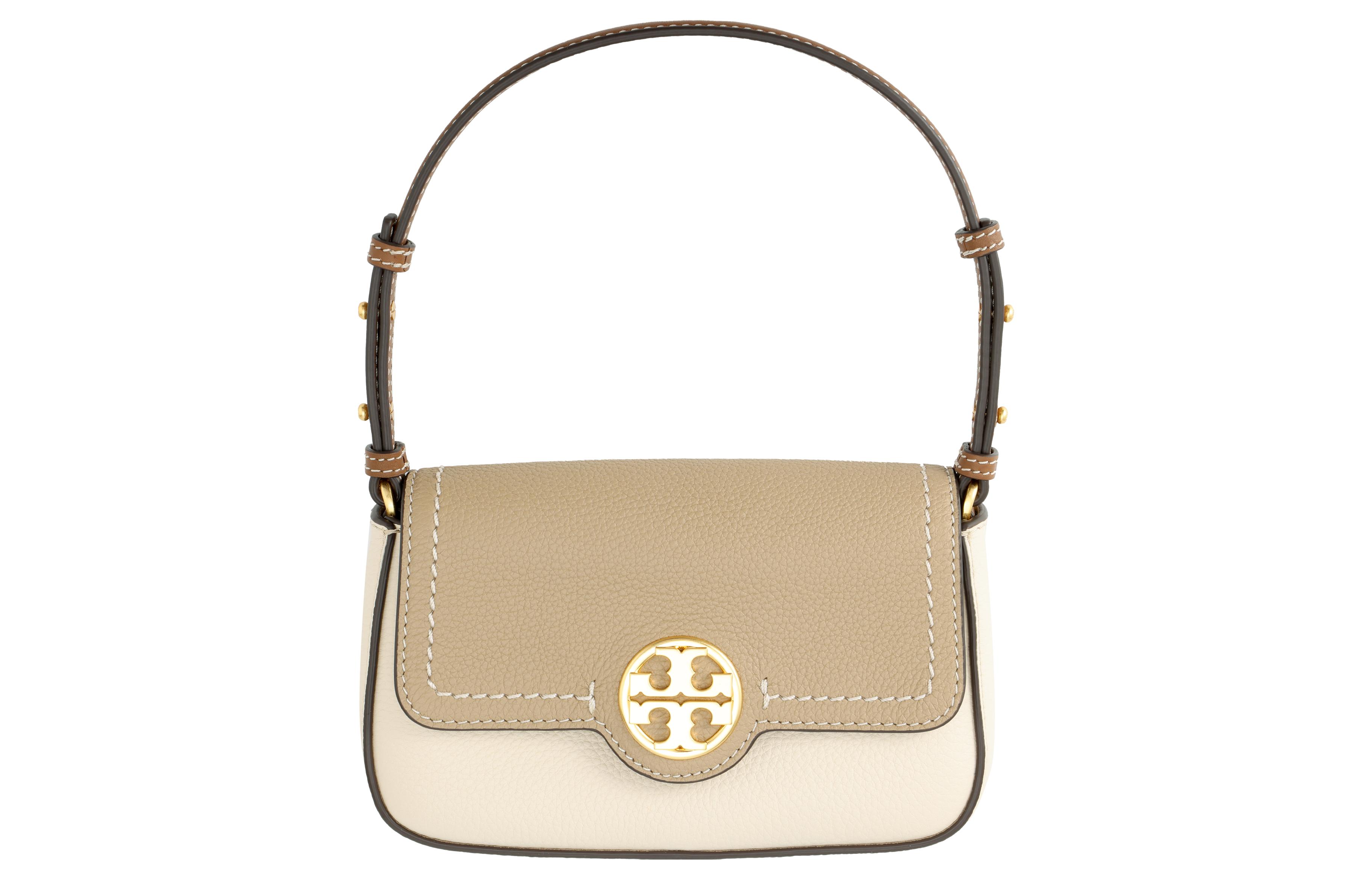 

Кожаная сумка через плечо женская экрю и коричневый TORY BURCH