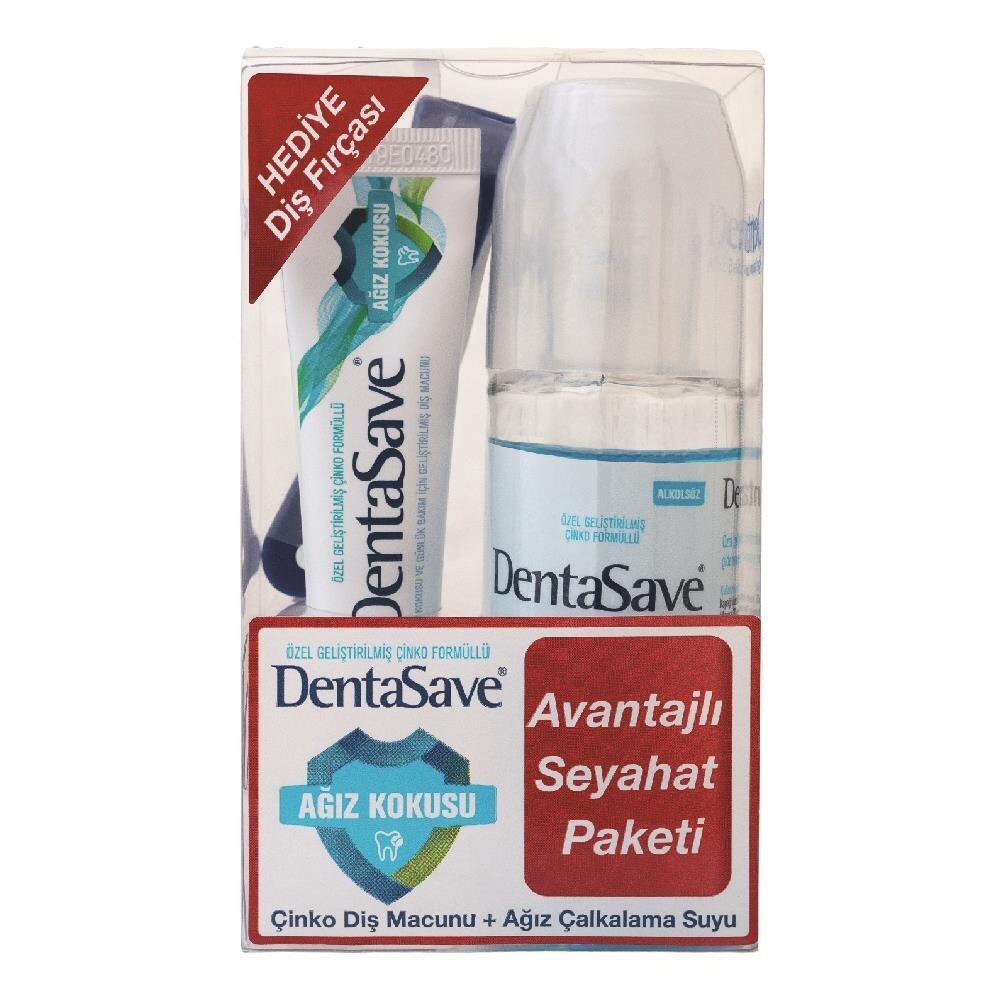 

Зубная паста с цинком Dentasave Travel Pack 15 мл + жидкость для полоскания рта без спирта 95 мл KLORHEX