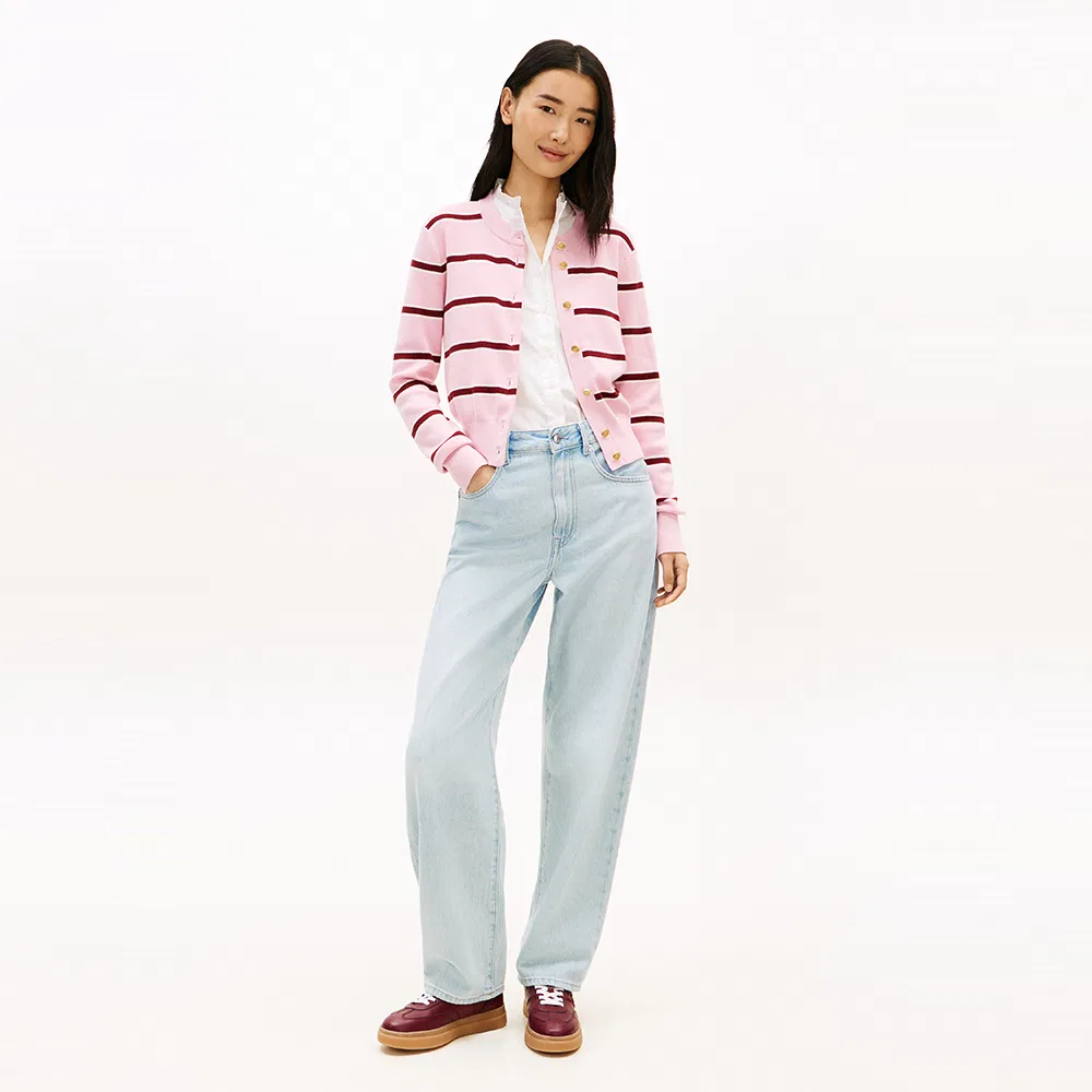 Женский полосатый кардиган с круглым вырезом розовый от Tommy Hilfiger Women — фото 3