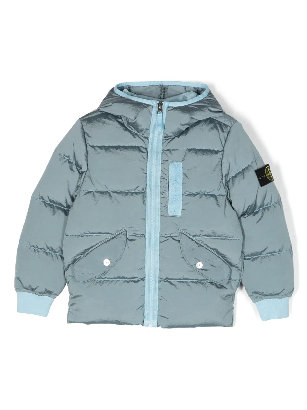 

Пуховик с капюшоном и нашивкой Compass Stone Island Junior, синий