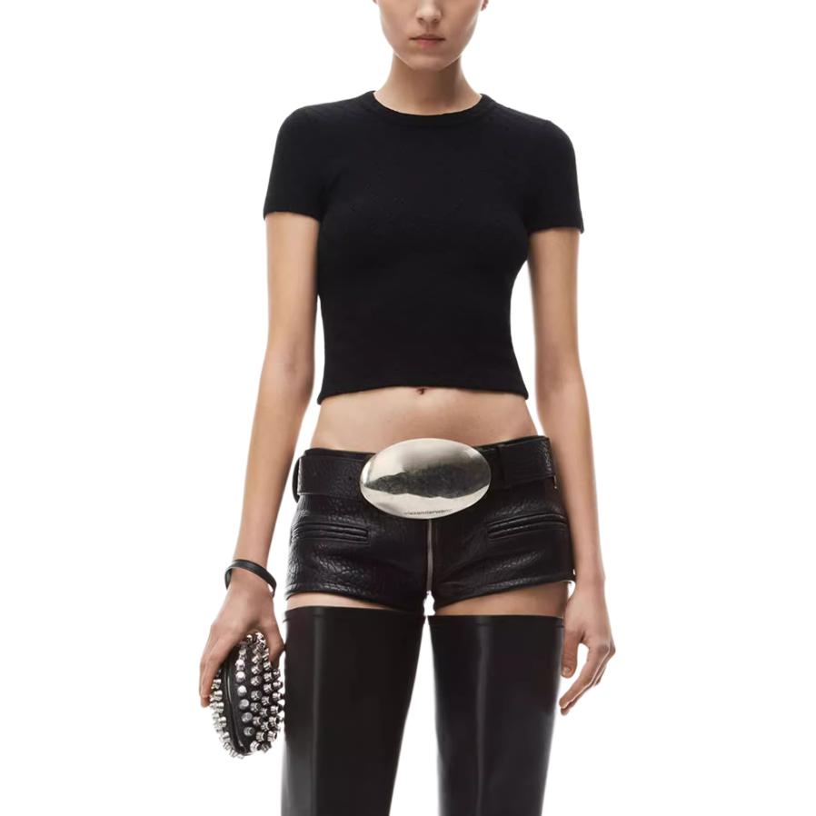 Футболка женская черная с рукавом дроп-шоулдер Alexander Wang SS24 — фото 4