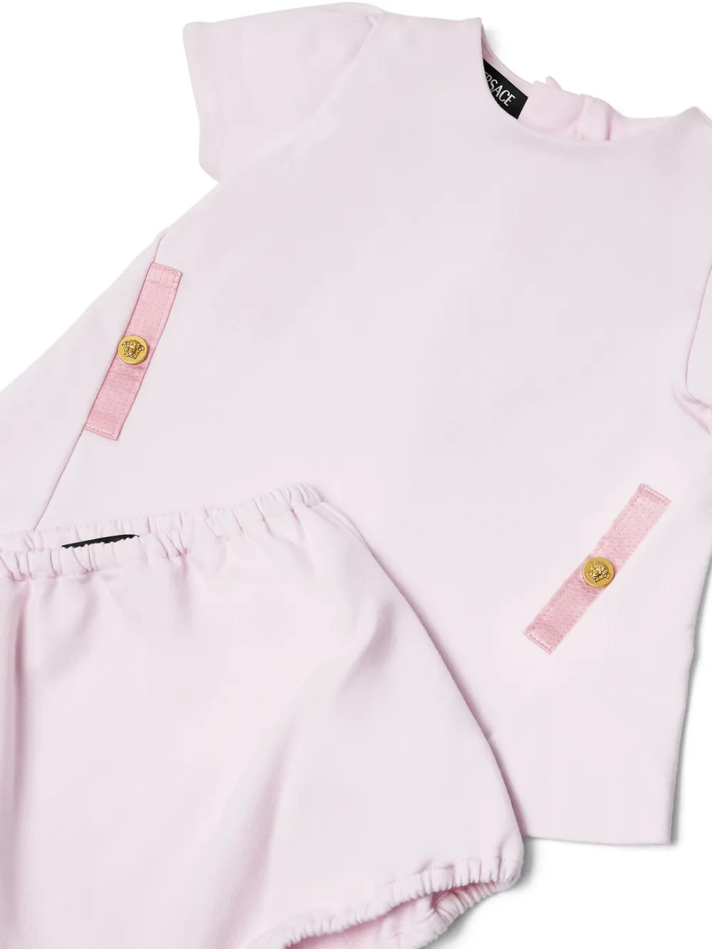 Комплект из платья и блумеров с декором Medusa Versace Kids, розовый — фото 3