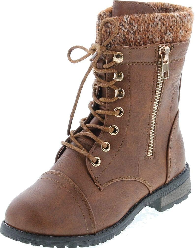 

Сапоги для девочек Link Klein-80K, детские милые с искусственной кожей, с двумя пряжками, молнией, плоским каблуком, средней высоты, Tan-31K