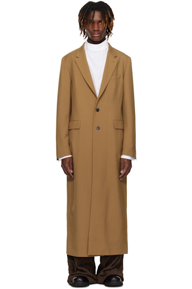 

Пальто из шерсти и мохера цвета загара Dries Van Noten