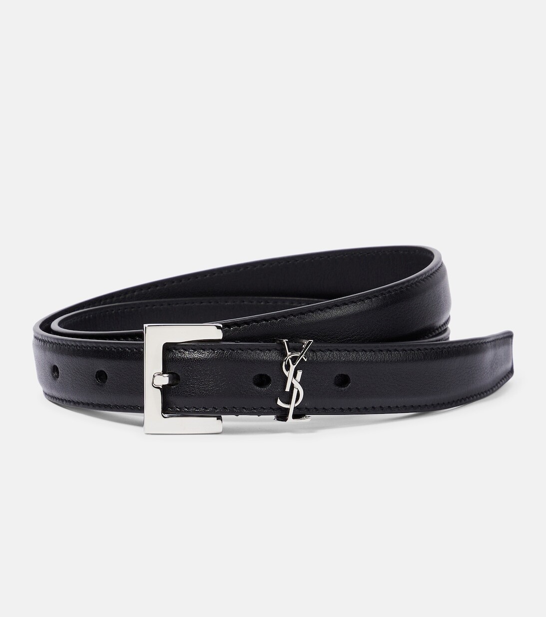 

Ремень из кожи с монограммой Saint Laurent, черный