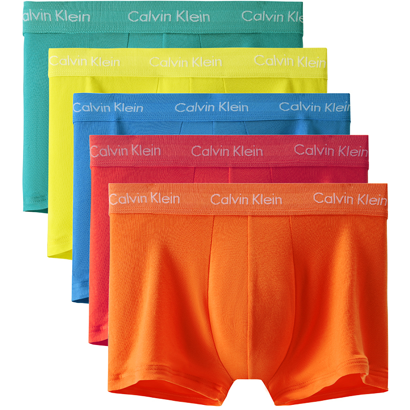 CK/ Радужная серия Боксеры Мужские 5 шт Calvin Klein, 5 шт (Брусничный красный+Хурма красный+Луговой синий+Медный зеленый+Неоновый желтый) — фото 2