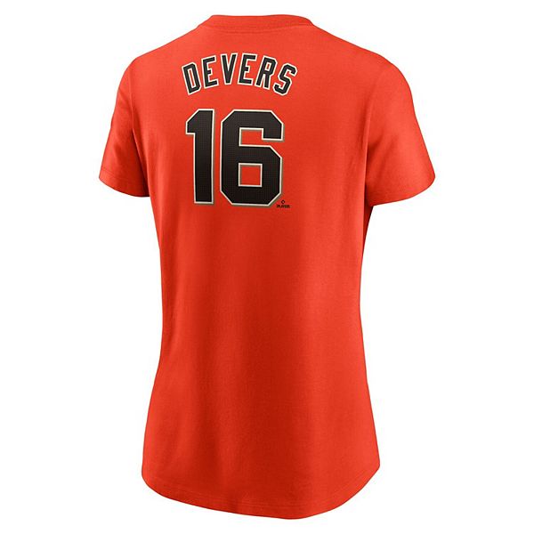 Футболка с именем и номером Rafael Devers San Francisco Giants оранжевая Nike — фото 4