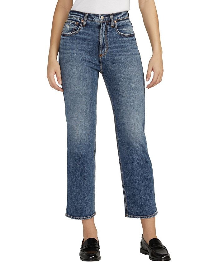

Женские прямые джинсы с высокой посадкой и высокой талией Silver Jeans Co., цвет Indigo