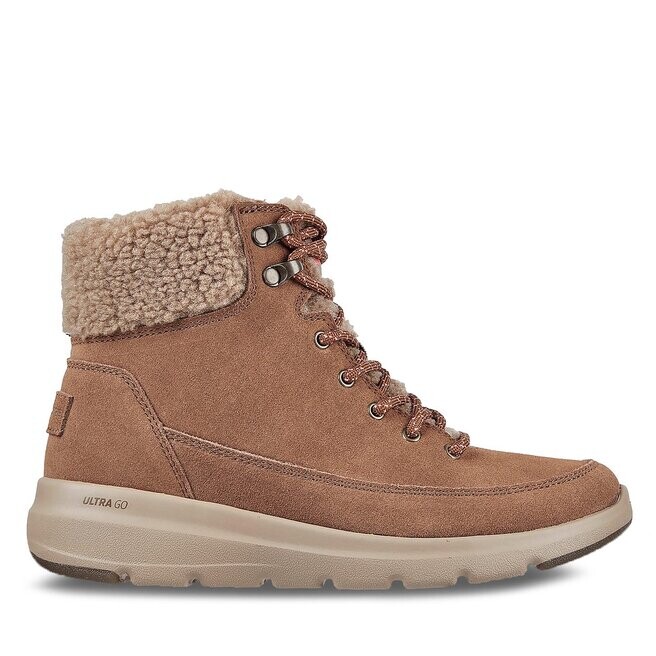 Ботинки женские Skechers GlacialUltra с мехом, черный, коричневый — фото 2