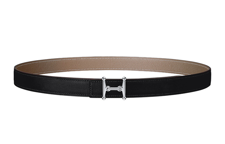 

HERMES Женский ремень из телячьей кожи черный шириной 2.4 см, Black