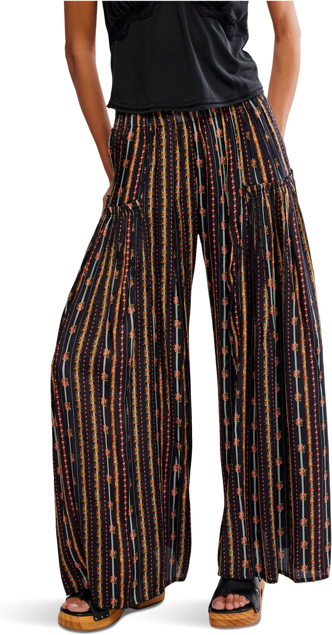 

Брюки Free People So Charming Wide-leg Pants, цвет Charcoal Combo-ditsy