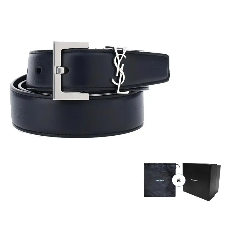

SAINT LAURENT Ремень Кассандр с квадратной пряжкой, Black