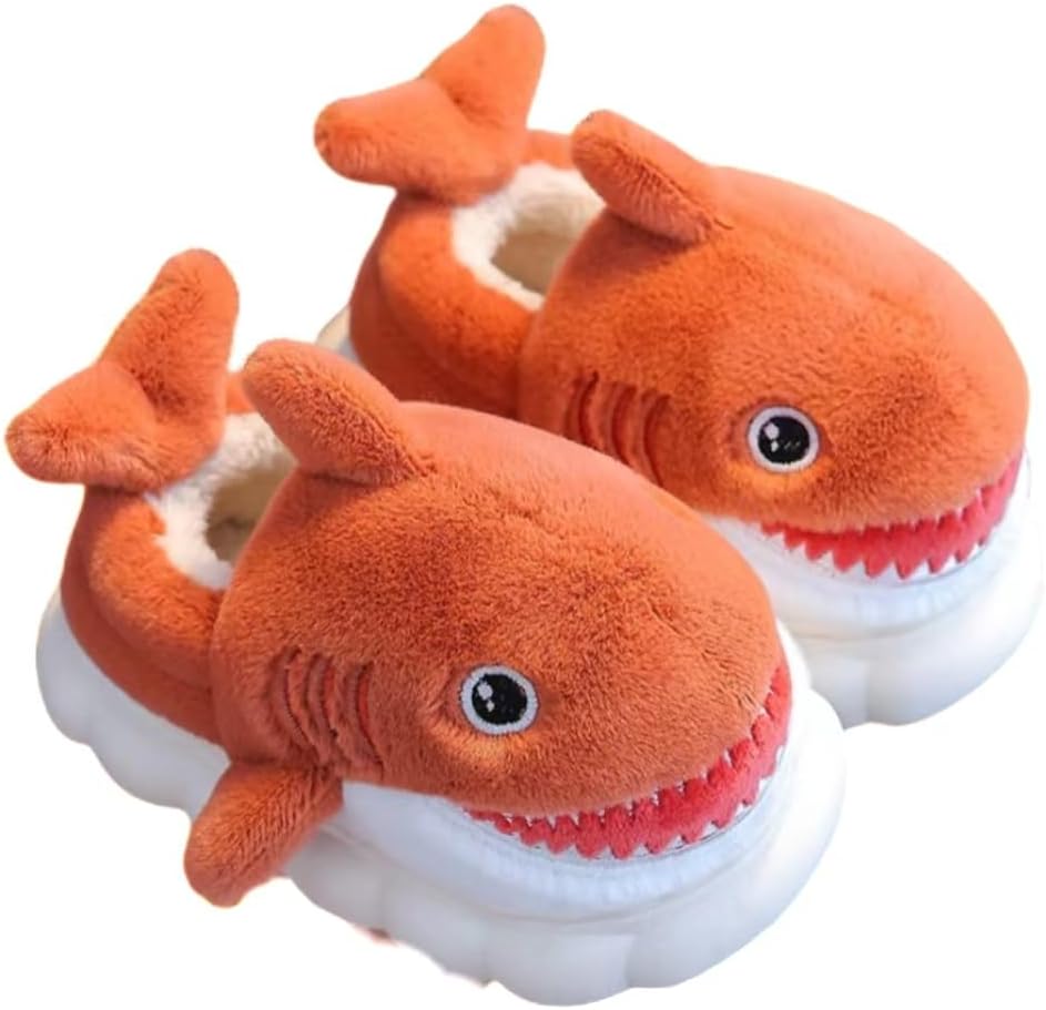 

Женские тапочки YUDISHOES с животными, милые тапочки в виде акулы, удобные теплые домашние хлопковые тапочки для зимы, оранжевый