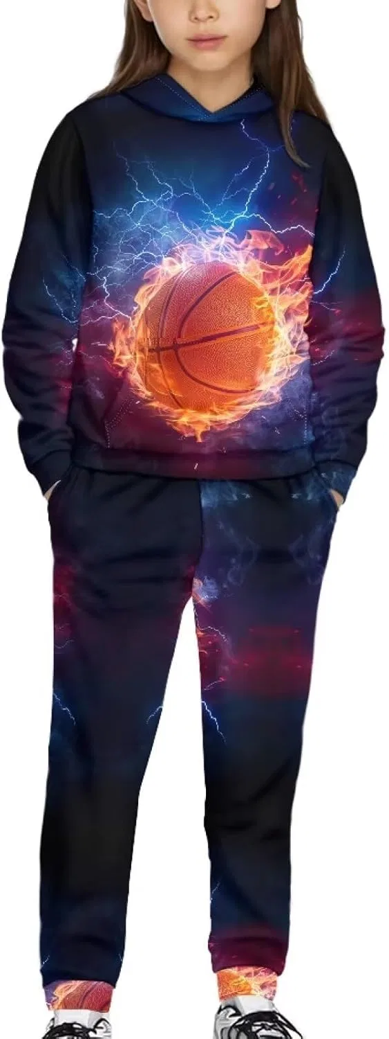 Детский спортивный костюм с принтом Fire Water Lightning, 2 предмета