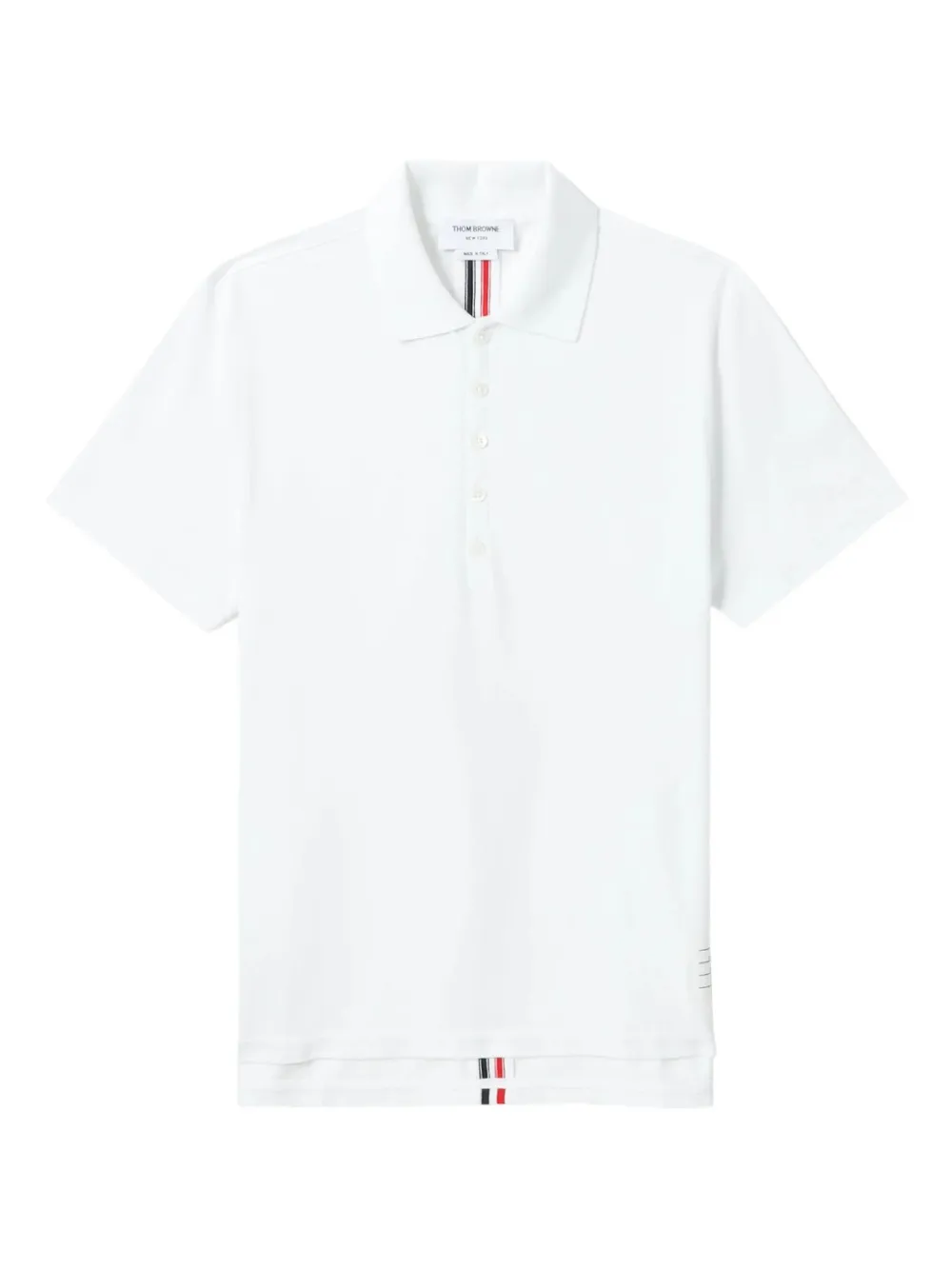 

Поло в полоску с короткими рукавами THOM BROWNE, белый