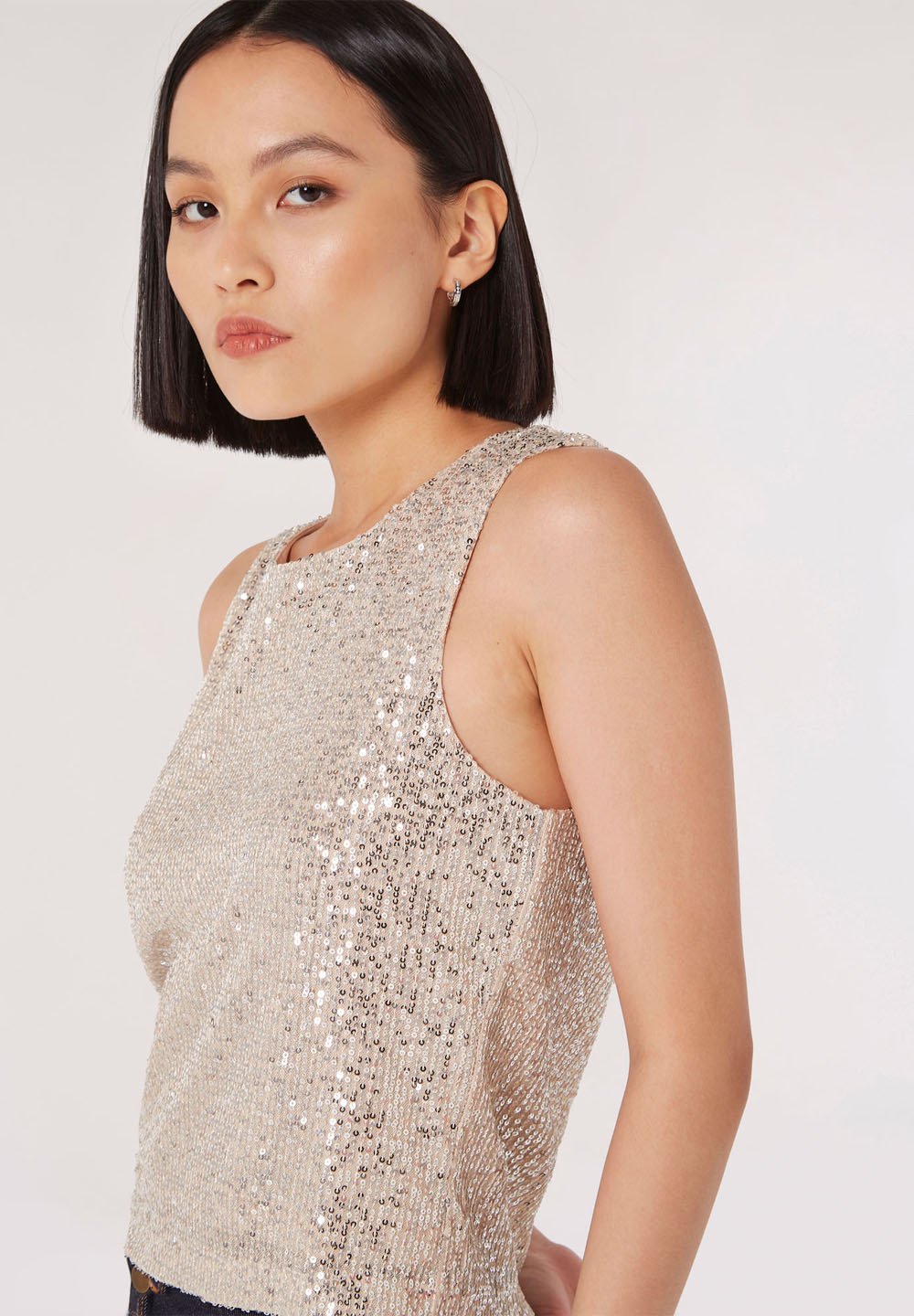 

Блуза SEQUIN SHELL Apricot, серый
