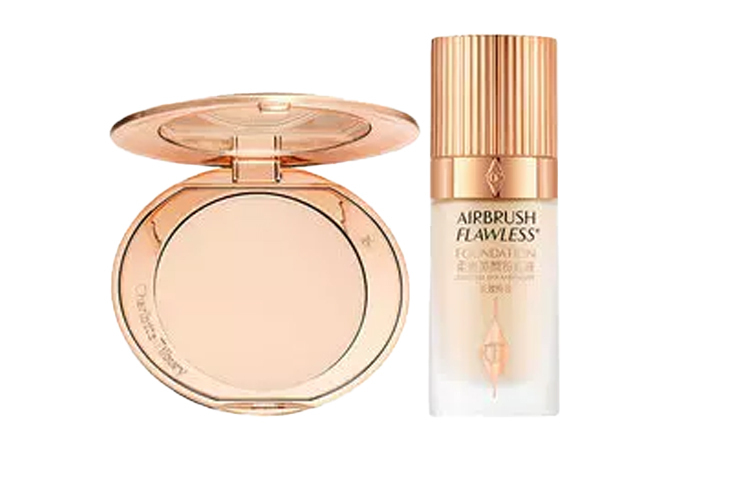 

Charlotte Tilbury CT White Moonlight рассыпчатая пудра + Red Carpet тональная основа набор для выравнивания тона кожи и фиксации макияжа