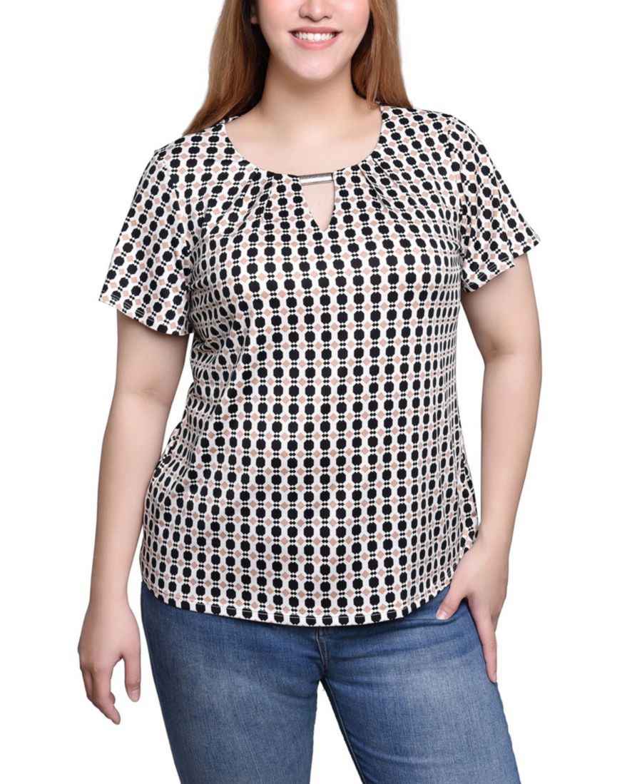 

Футболка с коротким рукавом и фурнитурой NY Collection, Black Beige Geometric, Черный, Футболка с коротким рукавом и фурнитурой NY Collection, Black Beige Geometric