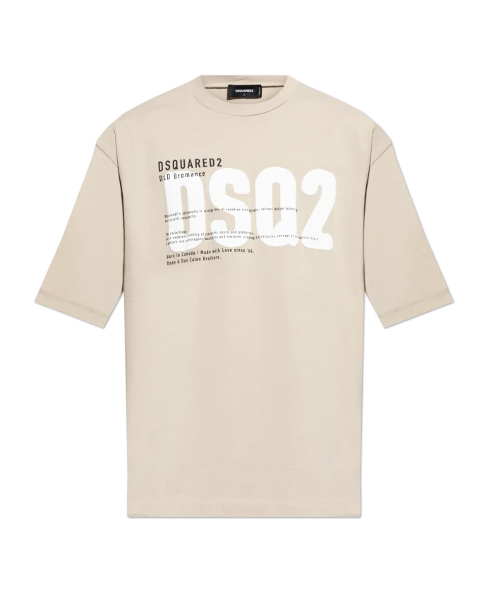 

Футболка с принтом логотипа Dsquared2, бежевый