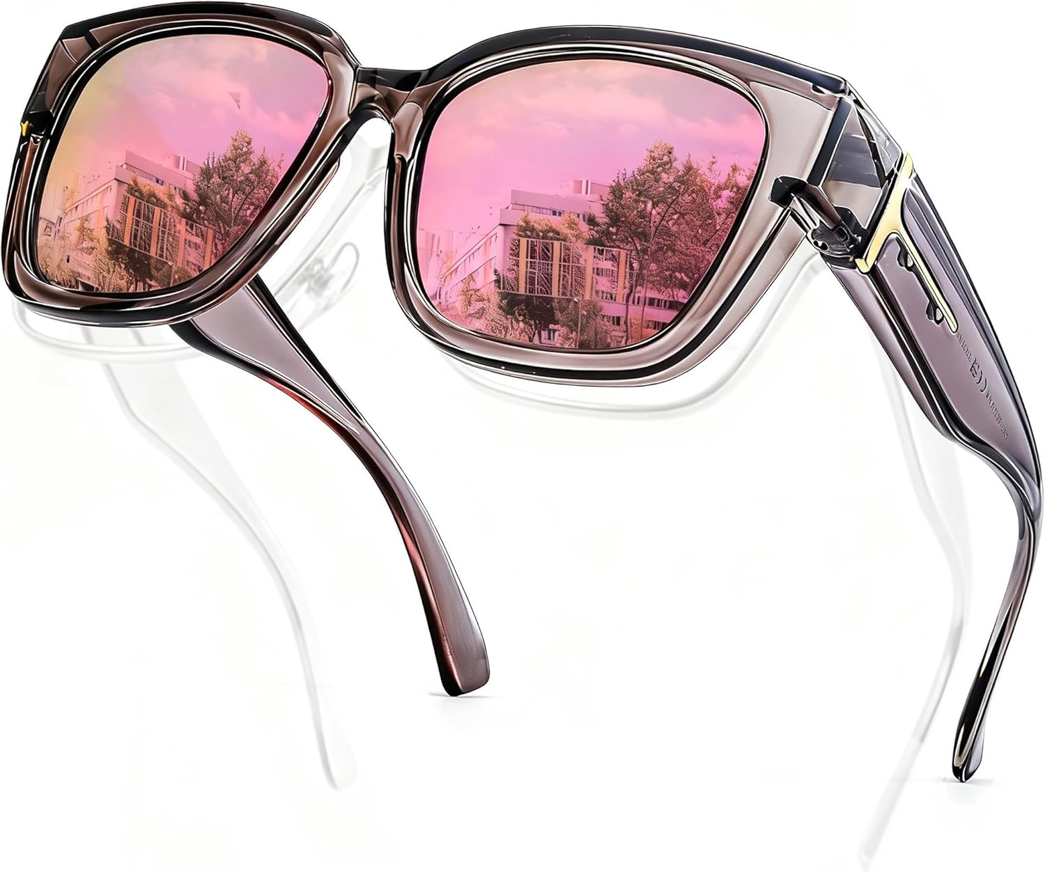 

Солнцезащитные очки SIPHEW с зеркальными линзами, поляризованные, надеваются поверх обычных очков, модные, большие квадратные, с защитой от УФ-излучения UV400, A03 Pink Over Glasses Sunglasses