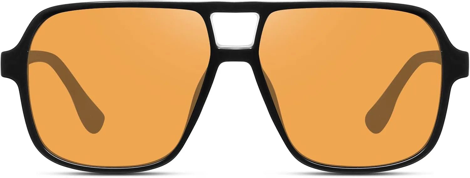 

Классические ретро-солнцезащитные очки-авиаторы для женщин и мужчин, большие, модные, квадратные, винтажные, с двойной перемычкой, модель FZN821 Fozono, Black/Yellow