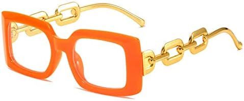 

Прямоугольные солнцезащитные очки-гелевые очка для женщин в стиле ретро с цепочкой на дужках, солнцезащитные очки UV400 для мужчин с прозрачными линзами Ocean MTZJH, Orange Clear