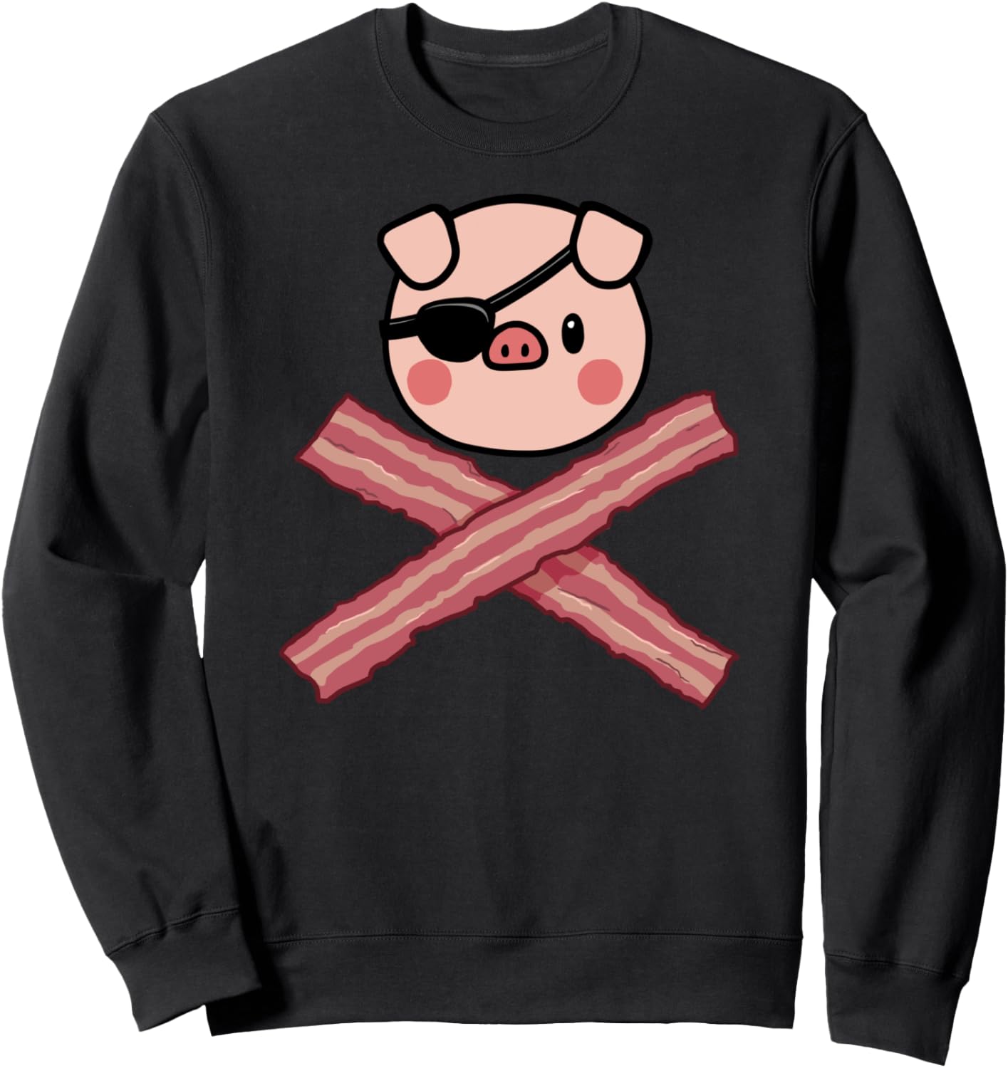 

Милая толстовка с изображением свиньи и бекона в скрещенных костях Miftees Bacon Tees, черный