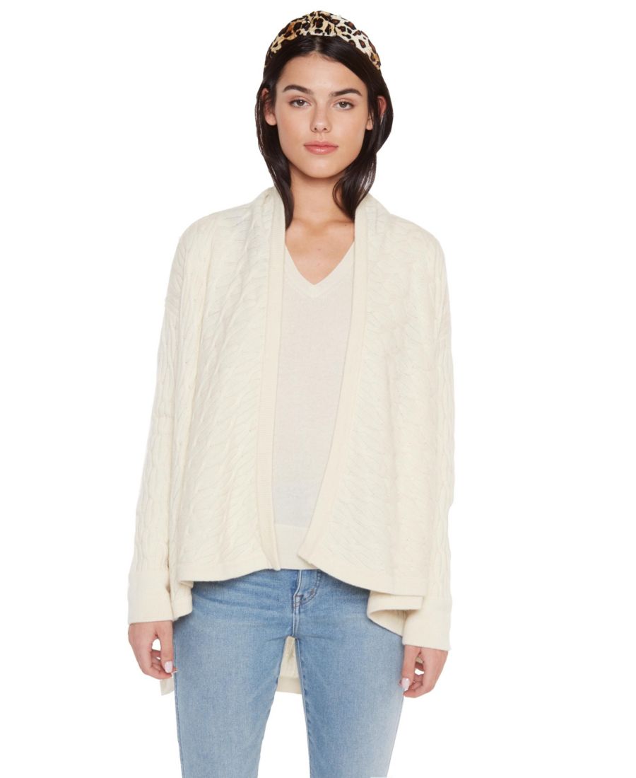 

Женский кардиган из 100% чистого кашемира, четырехслойная вязка косами, с драпировкой спереди JENNIE LIU, Cream