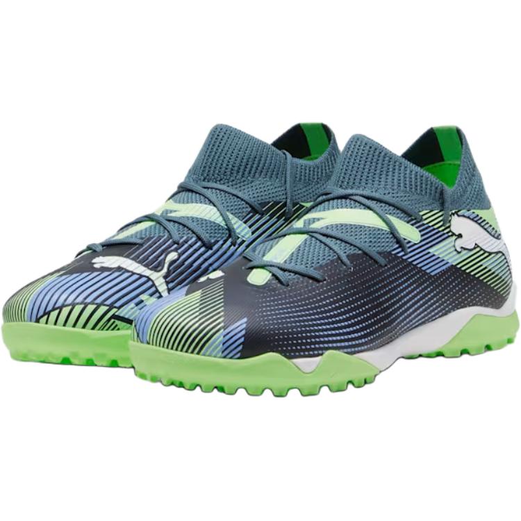 FUTURE 7 MATCH низкие детские футбольные бутсы kids PUMA, серый/зеленый — фото 4