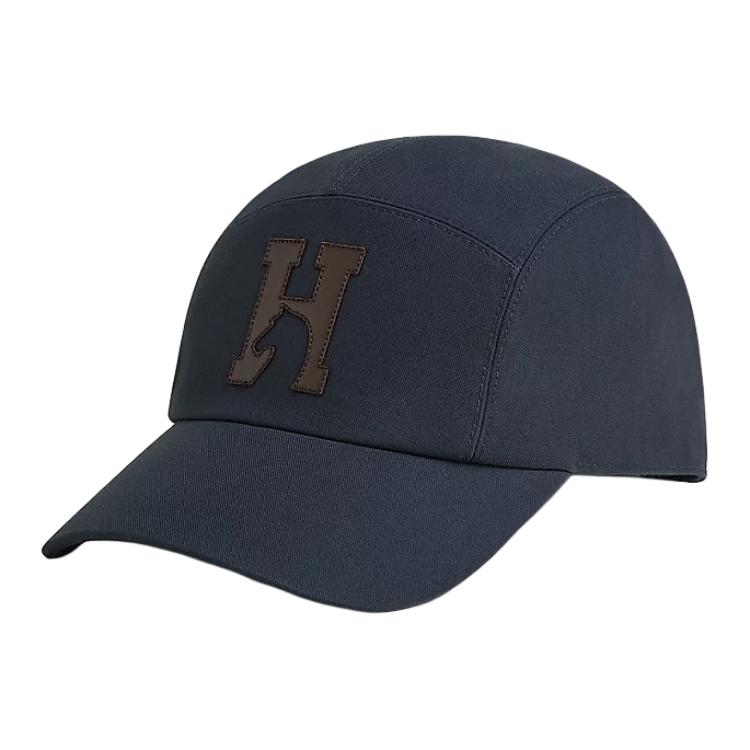 

HERMES Хлопковая бейсболка мужская морская синяя, Marine Blue