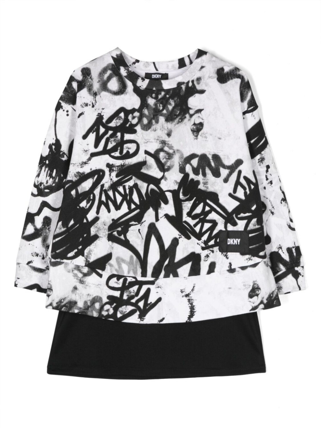 

Многослойное платье мини с принтом Graffiti Dkny Kids, белый