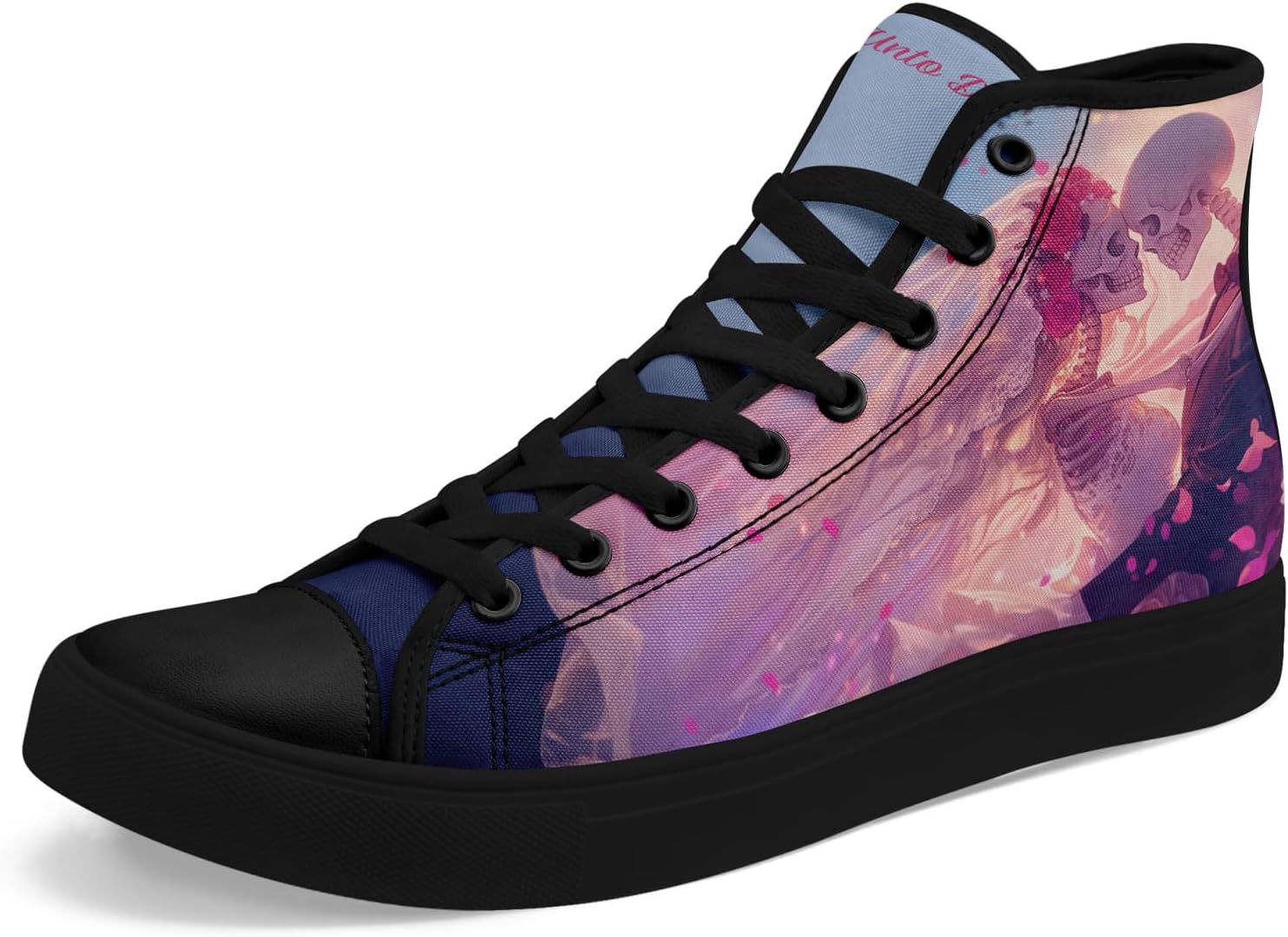 

Высокие кеды с черепом из холста для мужчин и женщин, панк-готический стиль, модные унисекс, стильные повседневные обувь с плоской подошвой Awsole, черный/фиолетовый/розовый/светло-фиолетовый