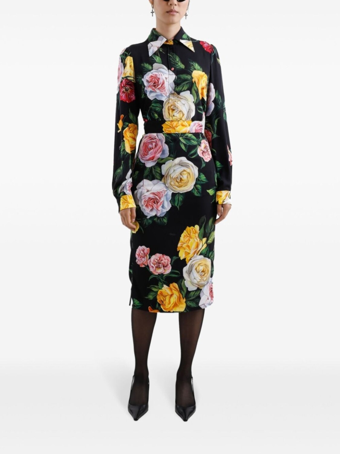 Юбка миди с цветочным принтом Dolce & Gabbana, черный — фото 2