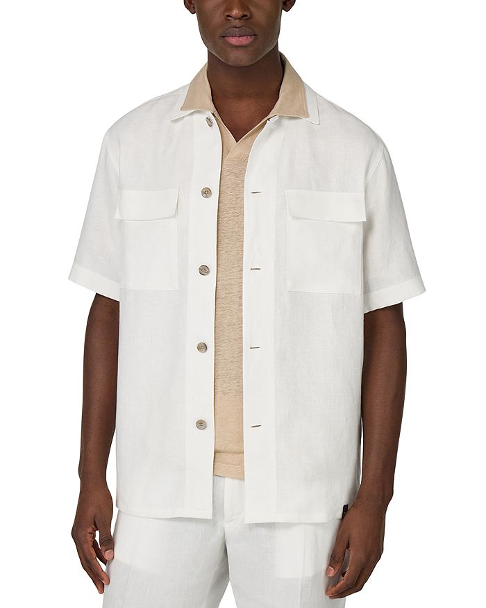 

Льняная рубашка на пуговицах Overshirt Boggi Milano, белый