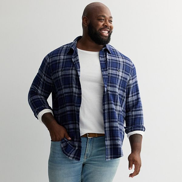 

Фланелевая рубашка с длинным рукавом Big & tall super soft brushed Sonoma Goods For Life, Dark Blue Jaspe Plaid