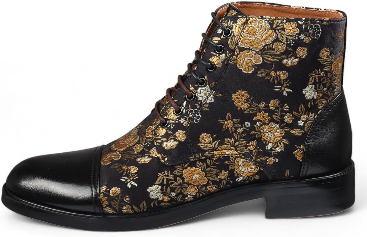 

Мужские кожаные оксфорды с цветочным принтом на щиколотке - Adam Infinity Leather, черный