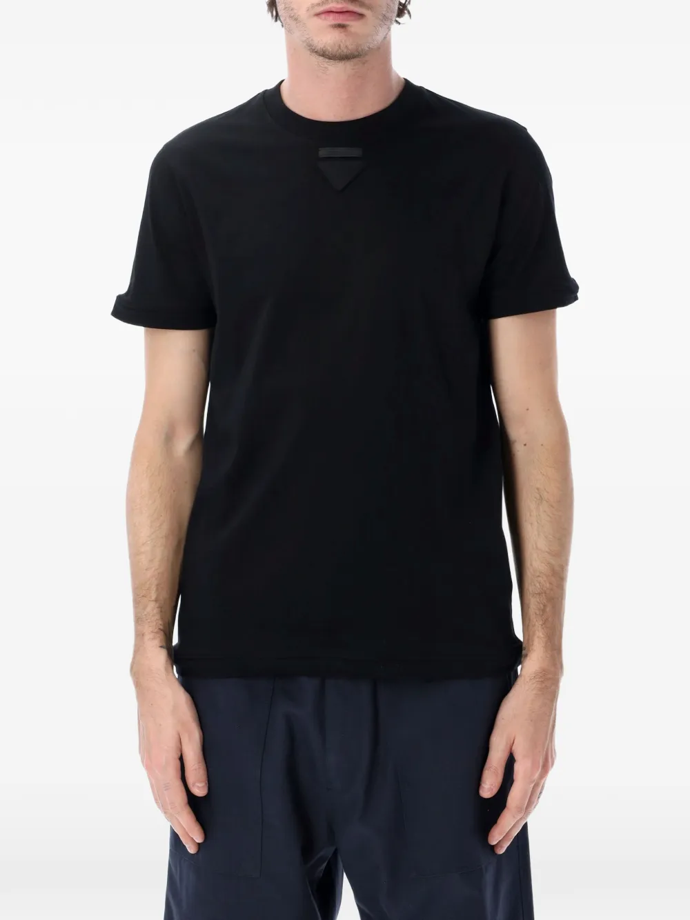 

Хлопковая футболка с логотипом Prada, черный