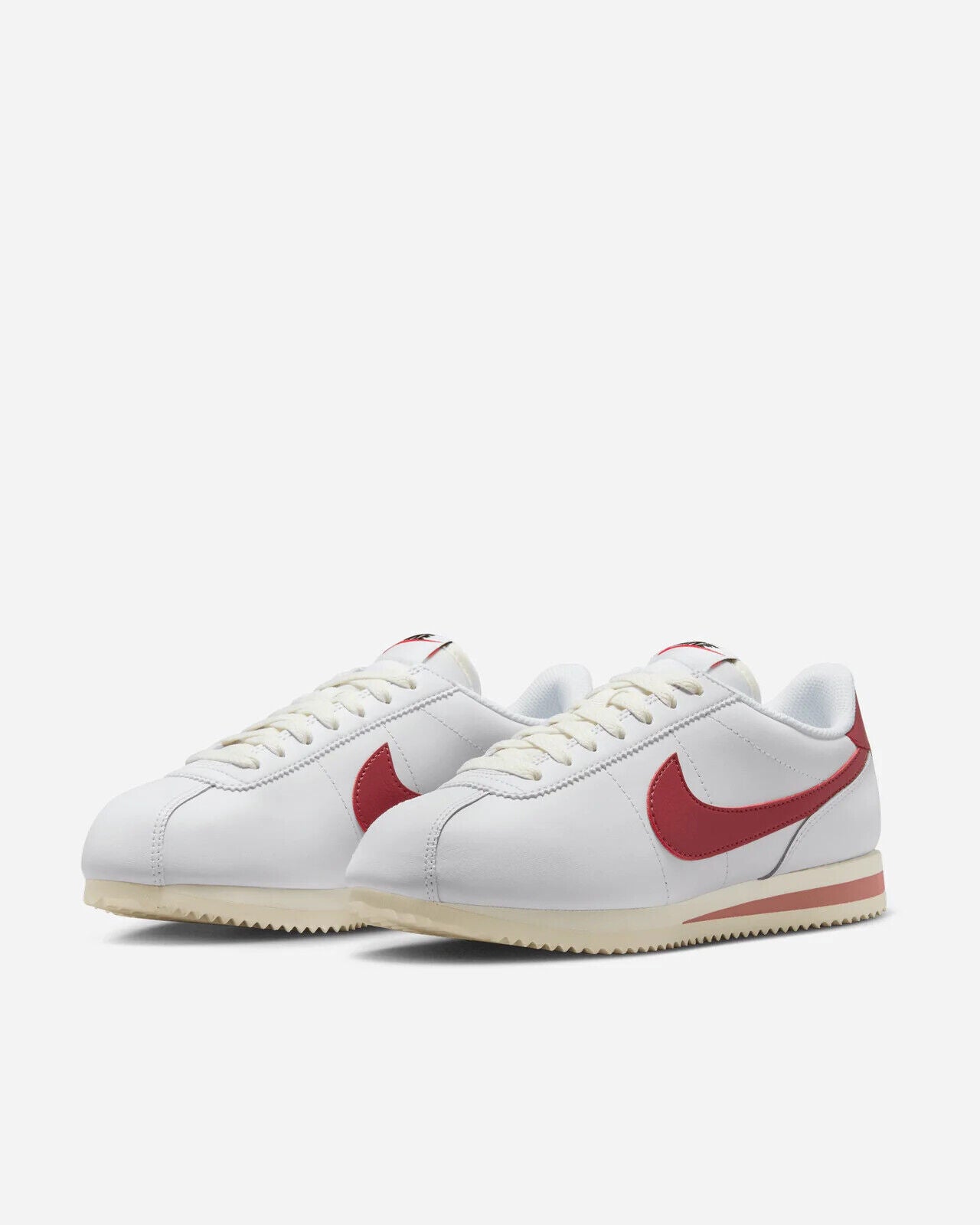 Nike Cortez DN1791-103 Кроссовки женские белые красные кожаные шнуровка повседневные — фото 2