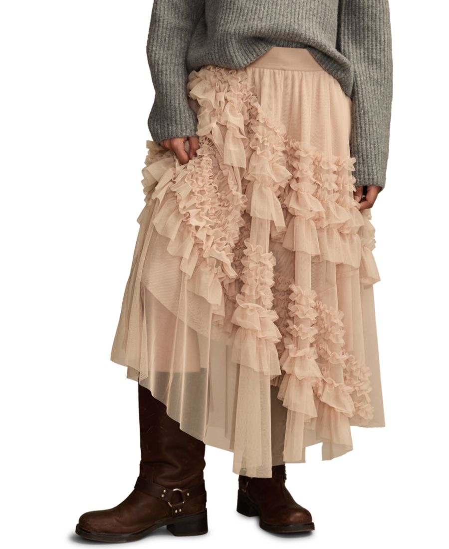 

Женская макси-юбка из сетчатой ткани с оборками Lucky Brand, Tan