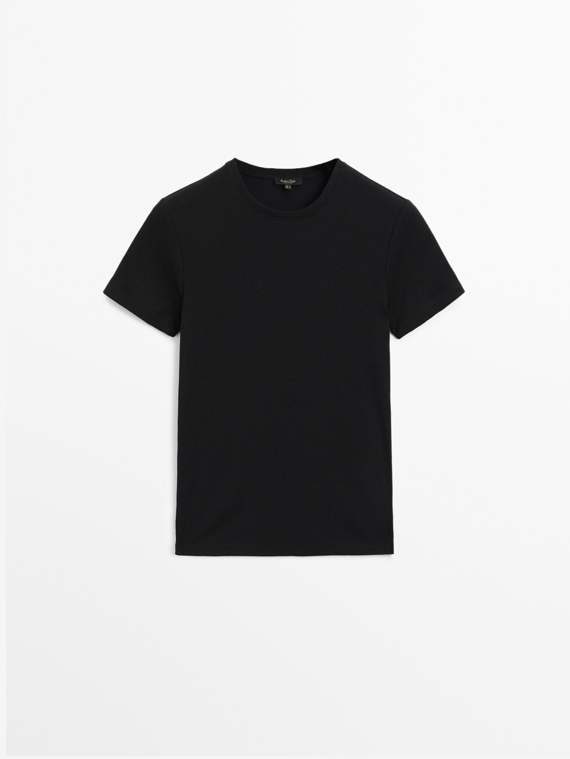 

Футболка с короткими рукавами из хлопка в рубчик Massimo Dutti, черный